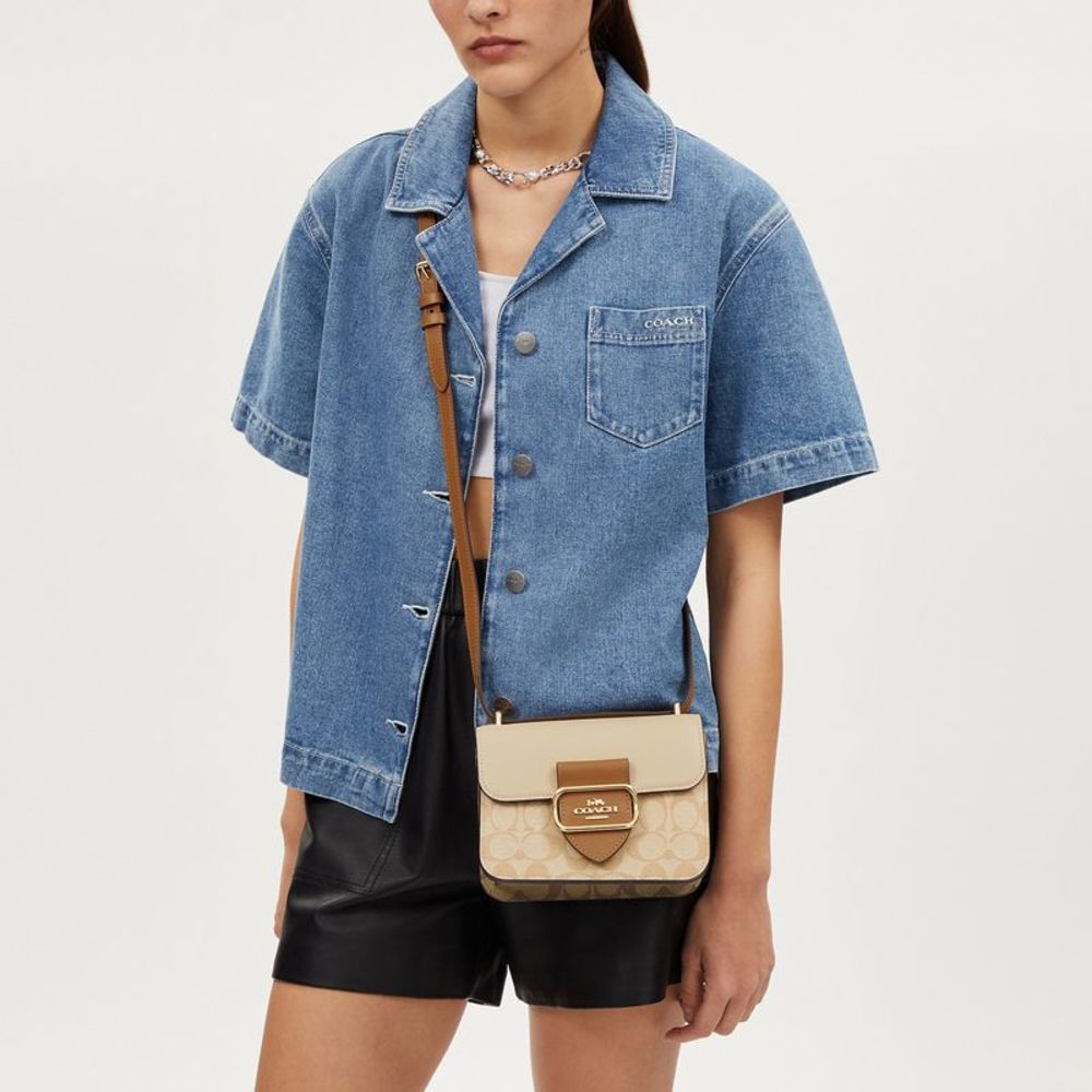 NWT Coach Outlet Morgan Square Crossbody Bag In Blocked Signature Canvas - Picture 4 of 6